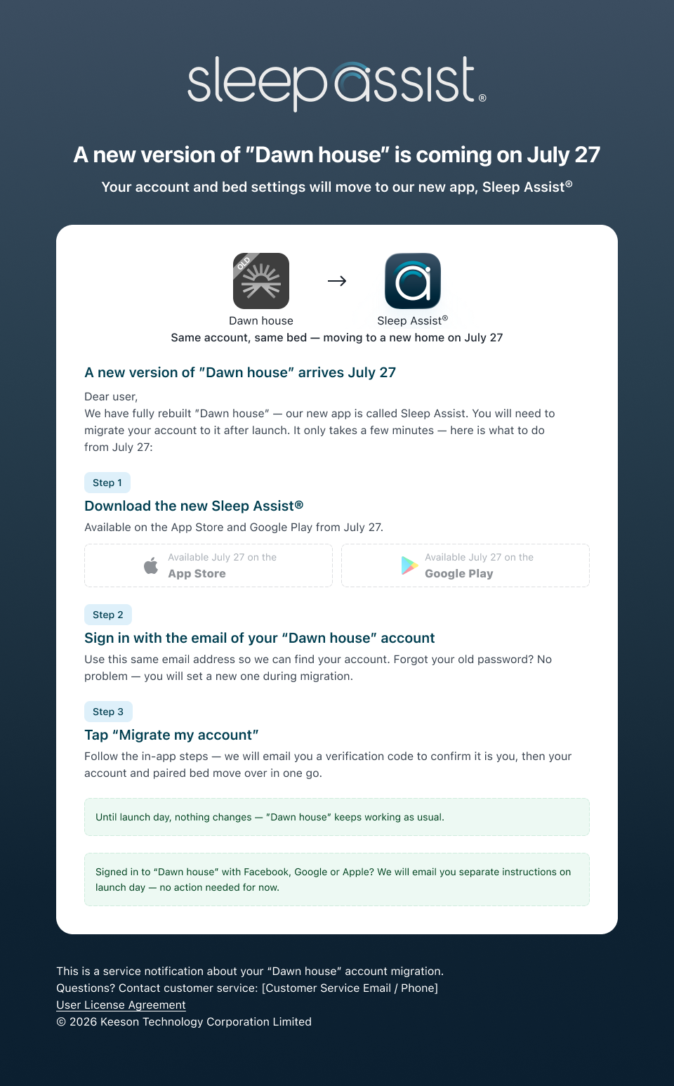 Dawnhouse Preview email