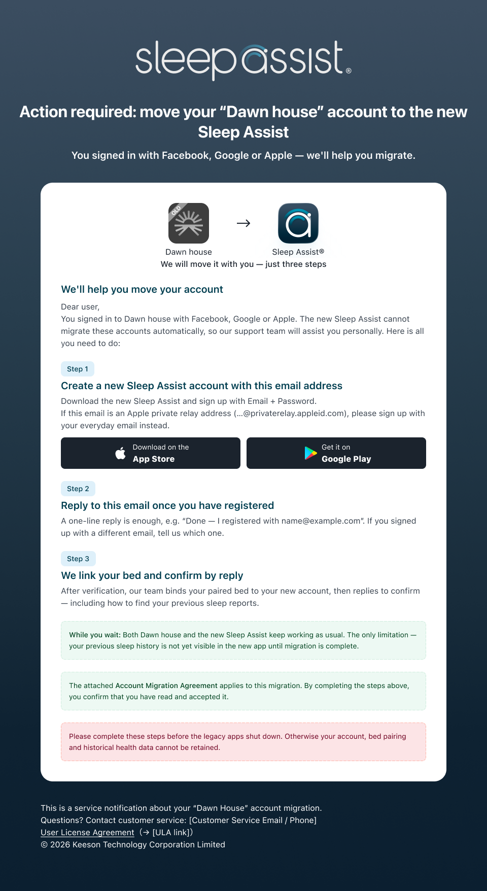 Dawnhouse SSO email
