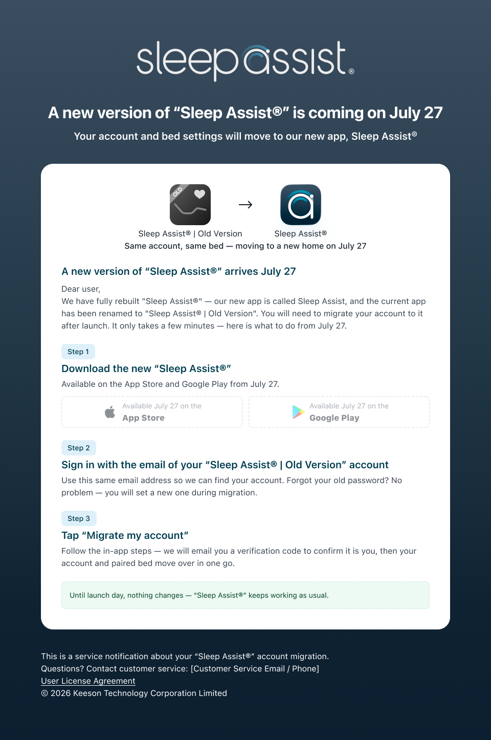 Sleep Assist Preview email